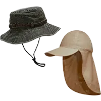 Sun hat or cap with neck cover