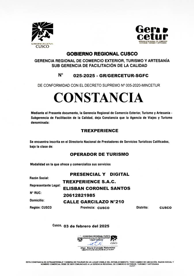 TreXperience Certificates TreXperience Certificates